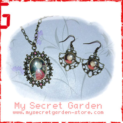 Spirited Away 千と千尋の神隠し anime Cabochon Bronze Necklace & Earrings Set